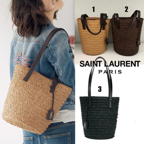 【サンローランパリ コピー 人気 パニエ ラフィア トートバッグ